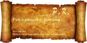 Peklyanszki Karina névjegykártya